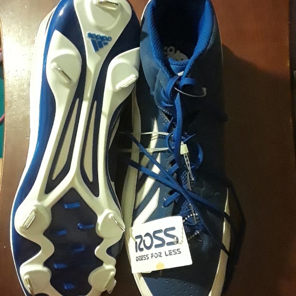 Adidas Men's Baseball Blue White Metal Cleats NEW - Picture 3 of 4